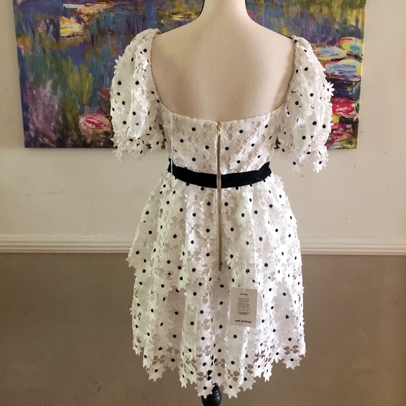 SELF-PORTRAIT Puff-sleeve daisy-lace midi dress - Picture 8 of 8